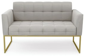 Sofá Namoradeira Elisa Veludo Base Metálica Industrial Dourado - D'Rossi - Cinza