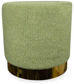 Puff Decorativo Redondo Base Dourada Lara Bouclê Verde 40 cm M02 - D'Rossi