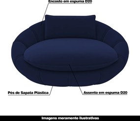 Poltrona Caminha para PET Afrodite Veludo Azul Escuro G45 - Gran Belo