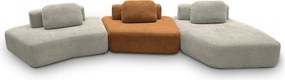 Sofá Ilha Sala de Estar 2 Módulos e Chaise Dakota Encosto Almofadas Soltas Bouclê Rústico Greige/Terracota G33 - Gran Belo