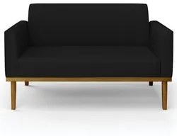 Sofá Namoradeira e 2 Poltronas Base Madeira Castanho Maressa Linho Pre