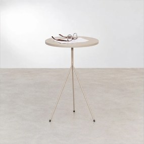 Mesa Lateral Sun Alta Redonda Areia - 58cmx38cm