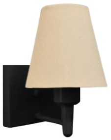 Arandela Quadrada Md-2034 Preto Cúpula em Tecido Cone Algodão Crú - Bivolt