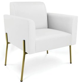 Poltrona Pé de Ferro Dourado para Sala Marisa Corino D03 - D'Rossi - Branco