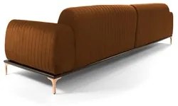 Sofá 350cm 6 Lugares com Chaise Esquerdo Pés Gold Molino C-262 Veludo