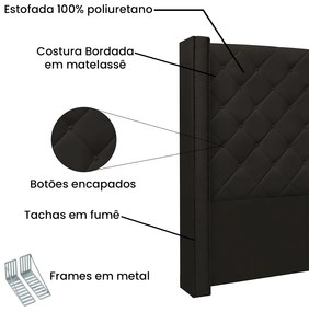 Cabeceira Cama Box Solteiro 90cm Vicenza Corano Marrom - Sheep Estofados - Marrom
