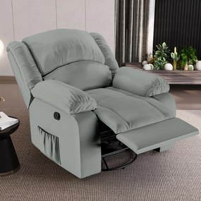 Poltrona do Papai Reclinável Sala de Cinema Madrid Glider Manual Giratória Massagem USB PU Cinza G23