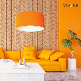 Lustre Pendente Cilíndrico 4052 Cúpula em Tecido 50x21cm Laranja - Bivolt