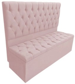 Cabeceira com Calçadeira Baú Casal 140cm Nicole Suede Rosa Bebê - Sheep Estofados - Rosa