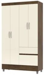 Guarda Roupa Solteiro 103cm 4 Portas Mayra Imbuia/Champanhe V02 - Mpoz