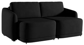 Sofá Cama Modulado Retrátil e Reclinável Decorativo Varsóvia 216cm Veludo Preto G33 - Gran Belo