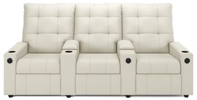 Poltrona do Papai Reclinável Sala de Cinema Movie 3 Lugares Manual Baú USB Veludo Bege