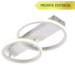 Plafon Pira Duplo Aro 41X27X08Cm Led 22W 3000K Bivolt Branco - Usina I... (Branco)
