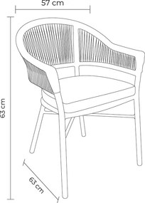 Kit 4 Cadeiras Área Externa de Alumínio Bear com Corda Naútica Grafite G56 - Gran Belo