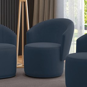 Poltrona Decorativa Orgânica Fixa para Sala Malu Suede M11 - D'Rossi - Azul Marinho