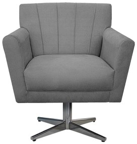 Poltrona Laura Base Giratória de Metal Suede Cinza - ADJ Decor
