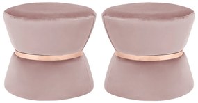 Kit 02 Puffs Decorativo Sala de Estar 45cm Dhaka Veludo Rosê G15 - Gran Belo