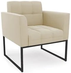 Poltrona Base Industrial Preto Kit 2 Ana Suede Bege - Ibiza