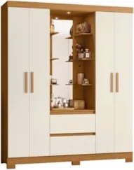 Guarda Roupa Solteiro 163cm Capelinha Artto A02 Off/Cinamomo - Mpozena
