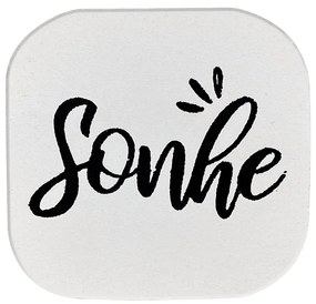 Gancho Suporte Decorativo de Madeira Sonhe Branco 6x6x5 cm - D'Rossi