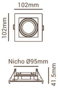 Spot De Embutir Quadrado Recuado 10,2X10,2X4,2Cm 1 X Mr16 - Preto | Op...