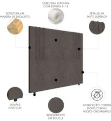 Cabeceira Cama Box Queen 160cm Estofada Rama Boucle Marrom Z04 - Mpoze