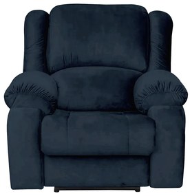 Poltrona do Papai Reclinável Elétrica com Massagem e USB Magnum Veludo Azul Clássico G23 - Gran Belo