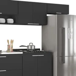 Armário de Cozinha CP06 Com Pia 100cm Pérola Z34 Preto      - Mpozenat