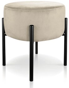 Puff Banqueta Decorativo Industrial Preto Iron Suede Bege D03 - D'Rossi