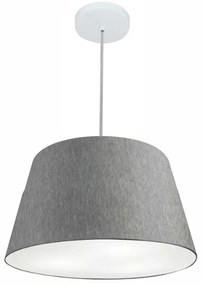 Lustre Pendente Cone Md-4021 Cúpula em Tecido 21/40x30cm Rustico Cinza - Bivolt