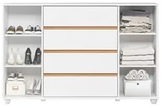 Cômoda Sapateira para Quarto 150cm 2 Portas 4 Gavetas Flex Eve A02 Bra