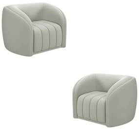 Kit 2 Poltronas Decorativas Sala de Estar Adam Veludo Cinza Claro G45 - Gran Belo