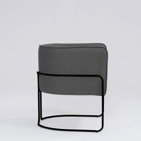 Poltrona Decorativa Belinda D07 Base Aço Linho Mescla Chumbo - D'Rossi