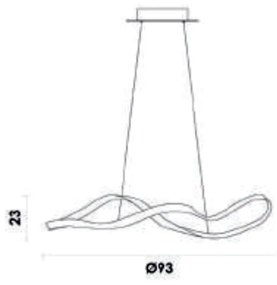 Pendente Flow Preto 93X33X26Cm Led 30W 3000K Bivolt - Bella Iluminação...