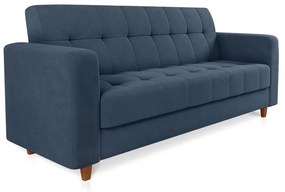 Sofá 03 Lugares Arezzo Suede Pés Chanfrado Castanho - D'Rossi - Azul Marinho