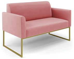 Sofá Namoradeira Base Industrial Dourado Marisa Suede Rosê D03 - D'Rossi