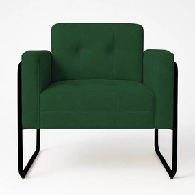 Poltrona Sala Industrial Alta Tubo Preto Elisa Suede D03 - D'Rossi - Verde