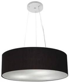Lustre Pendente Cilíndrico Md-4134 Cúpula em Tecido 50x15cm Preto - Bivolt