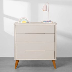 Cômoda Boom 4 Gavetas com Pés Retrô Mel - Areia