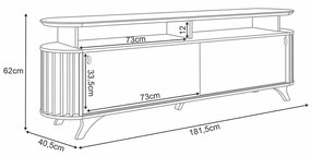 Rack para Sala Bancada de TV 70 Pol 181,5cm Riley H01 - D'Rossi - Cinamomo e Off White