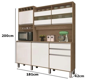 Kit Cozinha Smart 6 Portas Freijó/Branco - Vitamov