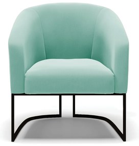 Poltrona Decorativa Industrial Preto Kit 2 Stella Suede D03 - D'Rossi - Azul Turquesa