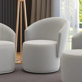 Poltrona Decorativa Orgânica Fixa para Sala Malu Veludo M11 - D'Rossi - Cinza
