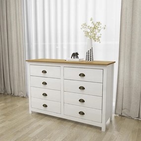 Cômoda Decorativa 8 Gavetas Madeira Maciça Osiris Branco/Freijó - G74 - Gran Belo