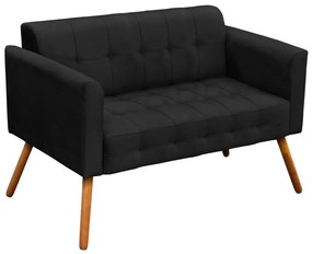 Kit 01 Namoradeira e 01 Poltrona Giratória Elisa Suede Base Estrela Cromada D'Rossi - Preto