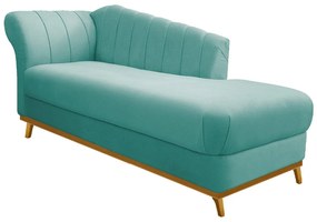 Recamier Vanessa 185cm Lado Direito Suede Azul Tiffany - ADJ Decor