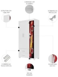 Guarda Roupa Infantil 89cm Com 3 Portas Carro Vermelho Z53  - Mpozenat