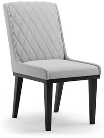 Cadeira Sala de Jantar Base Madeira Preto Sofia Suede D03 - D'Rossi - Cinza