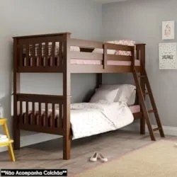Beliche Solteiro Juvenil com Escada Móvel Joy Z40 Castanho Acetinado -