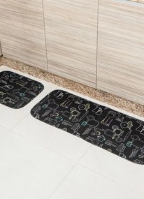 Tapete de Cozinha Estampado Tapetes Junior Preto